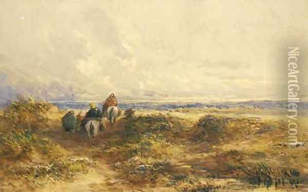 Figures on horseback among the sand dunes Oil Painting - David Cox
