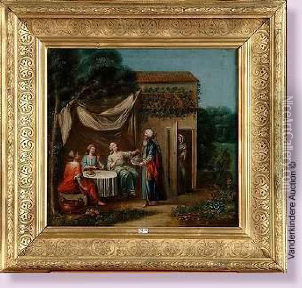 La Visite Des Trois Anges A Abraham Oil Painting - Giovanni Batista Cipriani