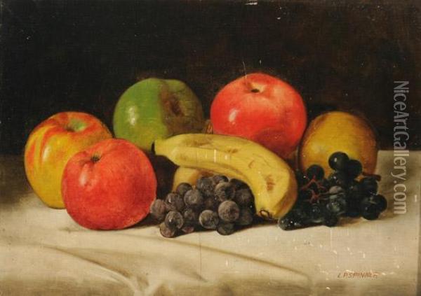 Still Life With Apples, Grapes And Banana Oil Painting - Louis Held