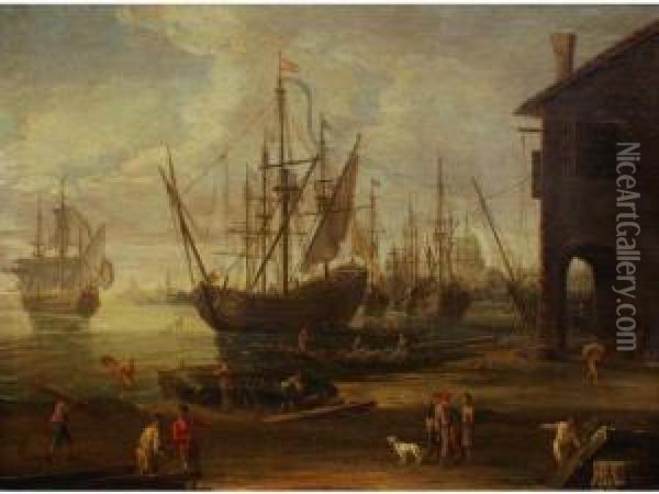 Venise, Bord De Meranime Oil Painting - Johann Eismann