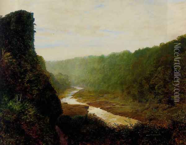 Landscape with a winding river Oil Painting - John Atkinson Grimshaw