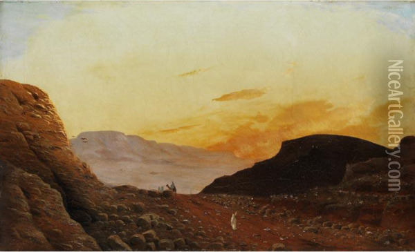 Orientalische Landschaft Im Abendlicht Oil Painting - Ercole Gigante