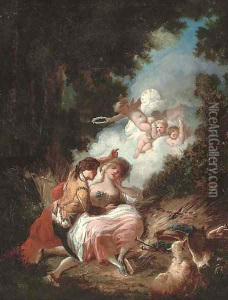The crowning of love Oil Painting - Jean-Honore Fragonard