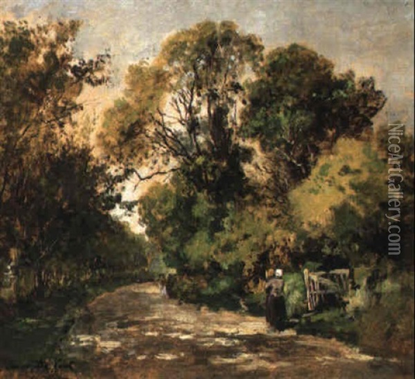 Landscape With A Peasantwoman Carrying A Child Oil Painting - Cesar De Cock