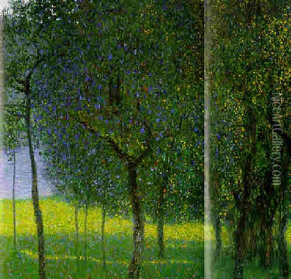 Obstbaume Am Attersee (fruit Trees By Lake Attersee) Oil Painting - Gustav Klimt