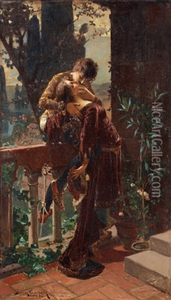 Romeo Och Julia (pair) Oil Painting - Julius Johann Ferdinand Kronberg