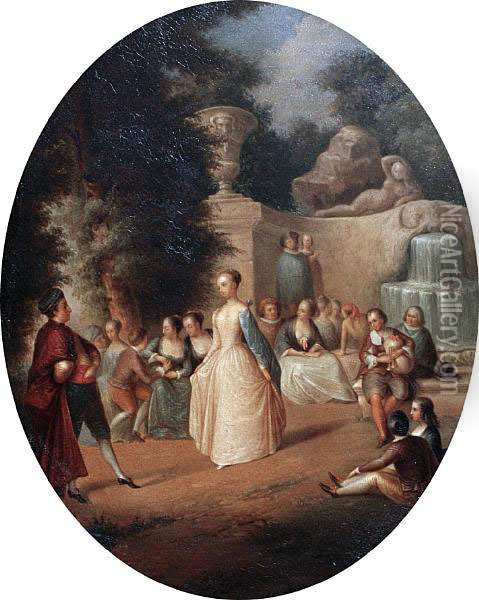 'fetes Venitiennes'; Fete Galante, A Pair Oil Painting - Watteau, Jean Antoine