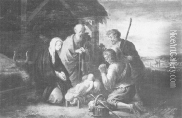 Adoration Of The Shepherds Oil Painting - Joost Cornelisz. Droochsloot