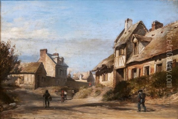 Dorf In Der Normandie Oil Painting - Louis Bentabole