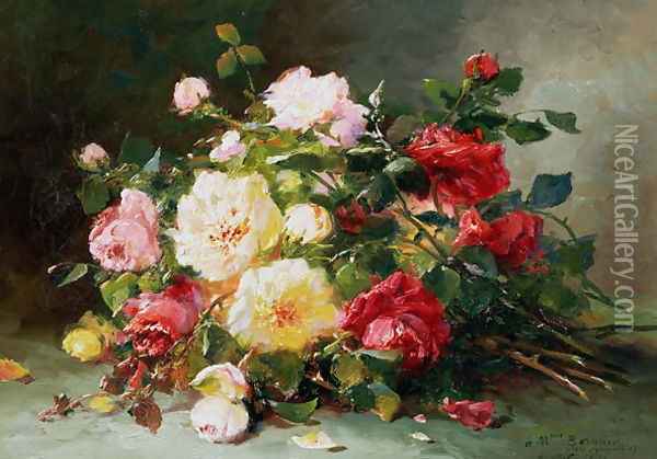 A Bouquet of Roses Oil Painting - Eugene Henri Cauchois