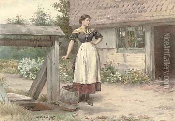 Household duties at the well Oil Painting - George Goodwin Kilburne