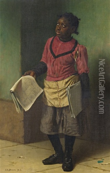 Morning Papers Oil Painting - John George Brown