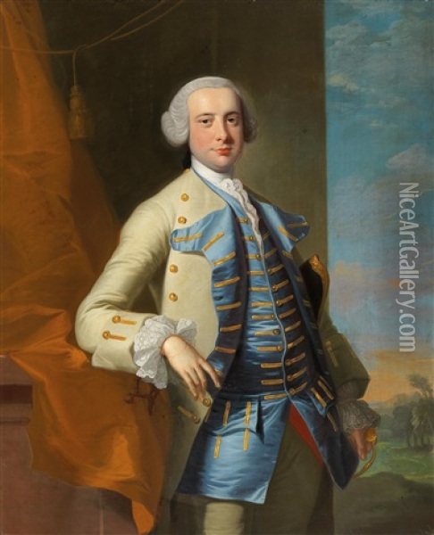 A Portrait Of A Gentleman Oil Painting - Thomas Hudson