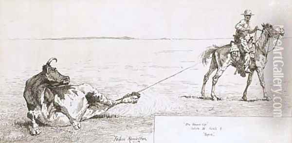Roped Oil Painting - Frederic Remington