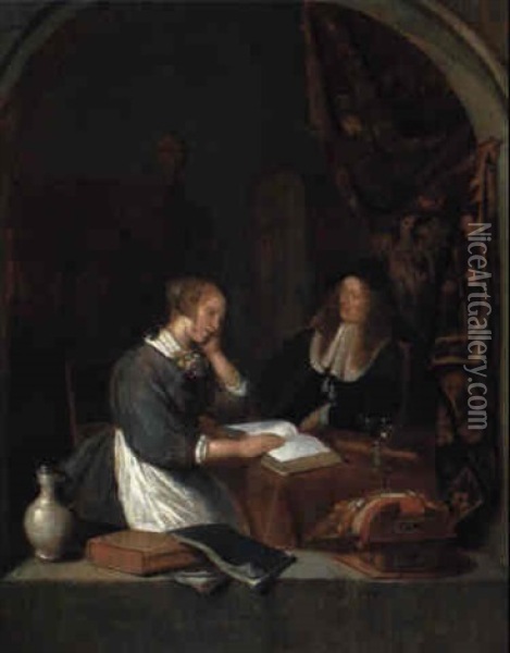 Dame Mit Kavalier (die Musikstunde) Oil Painting - Quiringh Gerritsz van Brekelenkam