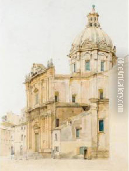 View Of The Church Of St. Luke, Rome Oil Painting - Jules Romain Joyant