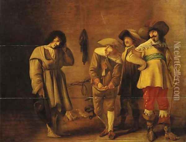 A youth mocked by officers in a guardroom Oil Painting - Willem Cornelisz. Duyster
