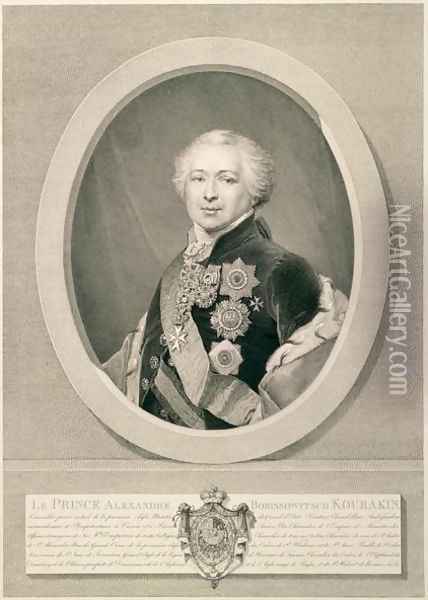 Portrait of Prince Kurakin, engraved by Nikolai Ivanovich Utkin 1780-1863, 1812 Oil Painting - Renu, J.B.