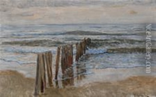 At The Beach Oil Painting - Viggo Johansen