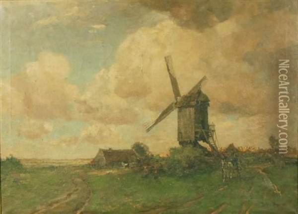 Vue Du Moulin Oil Painting - Ferdinand Bernhard Hoppe