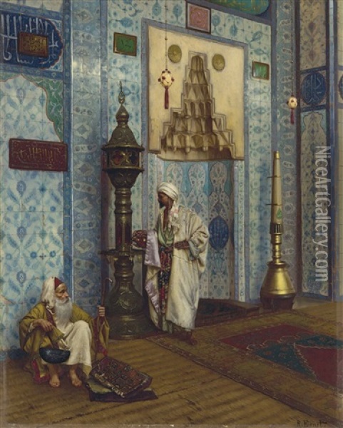 In The Mosque Oil Painting - Rudolf Ernst