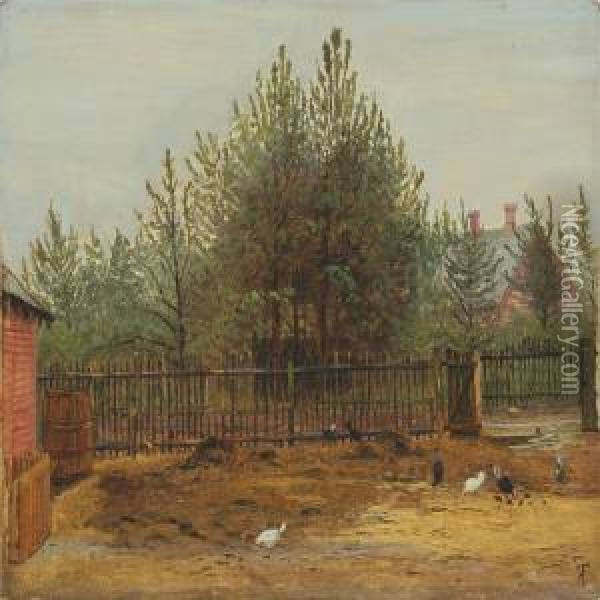 Yard With Hens Oil Painting - Anton Erik Ch. Thorenfeld