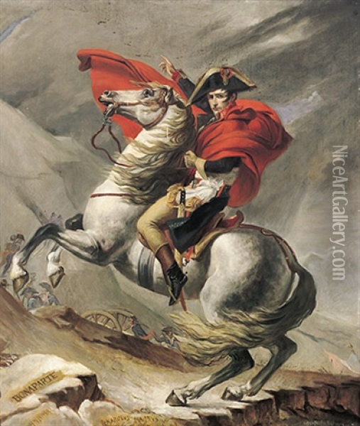 Napoleon Quert Den St. Bernhard (after David) Oil Painting - Erni von Huettenbrenner