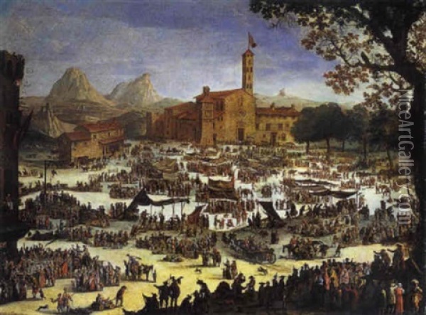 Il Mercato A Impruneta Oil Painting - Jacques Callot