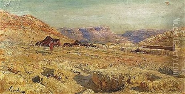 Campement Berbere Dans La Montagne Oil Painting - Maxime Noire