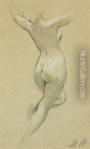 A Study Of A Nude Girl Oil Painting - Maximilian Pirner