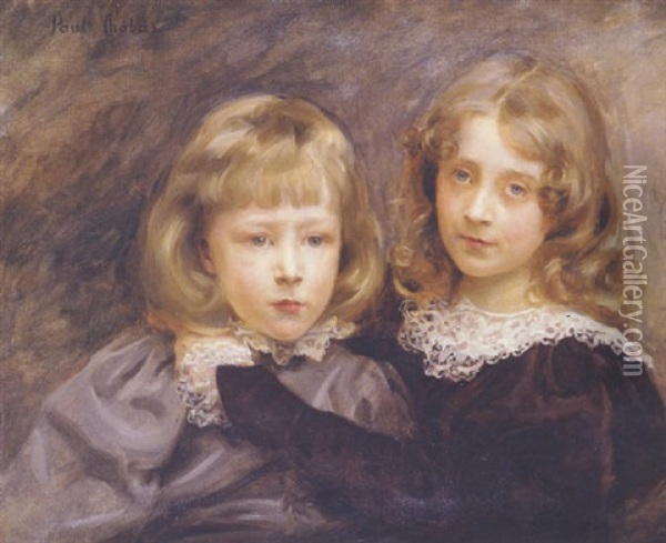 Portrait De Deux Enfants Oil Painting - Paul Emile Chabas