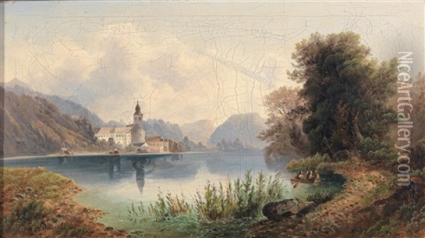 View Of Sankt Wolfgang Oil Painting - Emil Barbarini