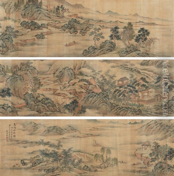 Landscape (+ 2 Others; 3 Works) Oil Painting -  Yan Shengsun