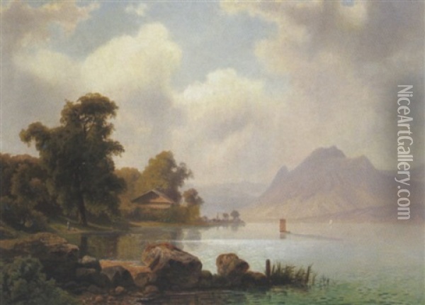 Seelandschaft Oil Painting - Theodor (Wilhelm T.) Nocken