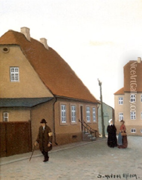 Det Forste Hus I Christiansfeldt Oil Painting - Jeppe Madsen Ohlsen