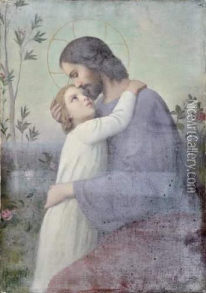 Jesus Et Saint Jean Oil Painting - Etienne Azambre