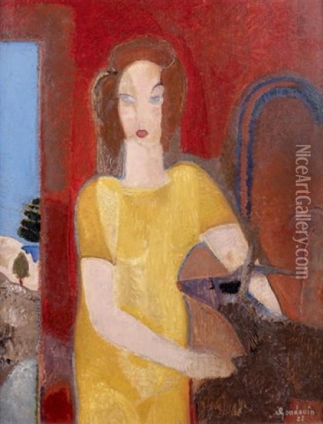 Femme A La Robe Jaune Oil Painting - Emmanuel Gondouin