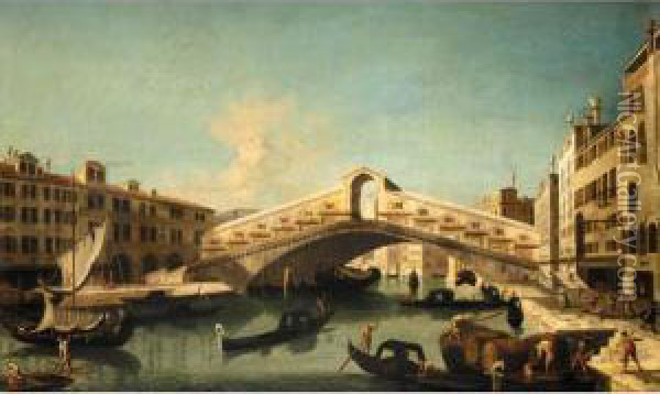 Venice, A View Of The Rialto Bridge Oil Painting - Bernardo Bellotto