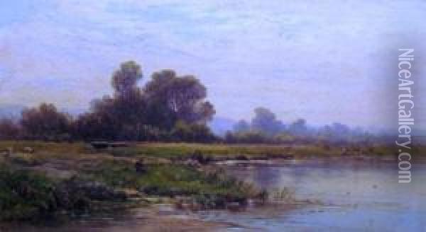 The River Mole, Near Betchworth Surrey Oil Painting - Alfred Walter Williams
