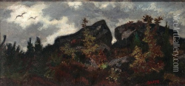 La Foret A Fontainebleau Oil Painting - Antoine-louis Barye