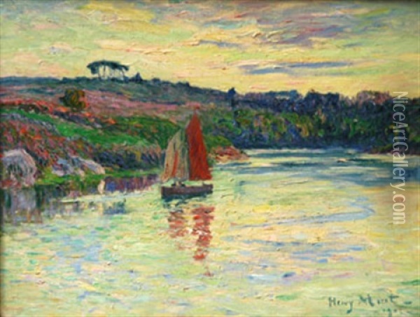 La Riviere De Pont Aven Oil Painting - Henry Moret