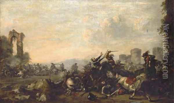 A cavalry skirmish Oil Painting - Francesco Monti