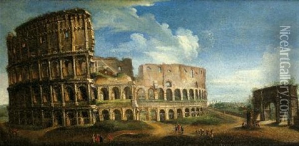 Veduta Del Colosseo Oil Painting - Giacomo van (Monsu Studio) Lint