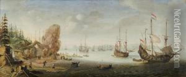 Seestuck Mithollandischen Schiffen Oil Painting - Adam Willaerts