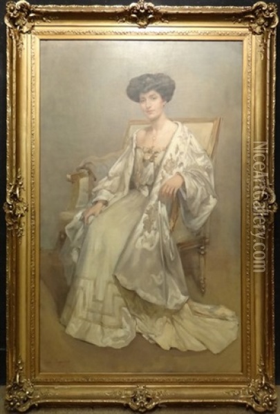 Cluysenaar_andre Portrait D'elegante Oil Painting - Andre Edmond Alfred Cluysenaar