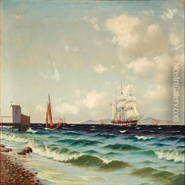 Strand Ved Aalsgaard Oil Painting - Johann Jens Neumann