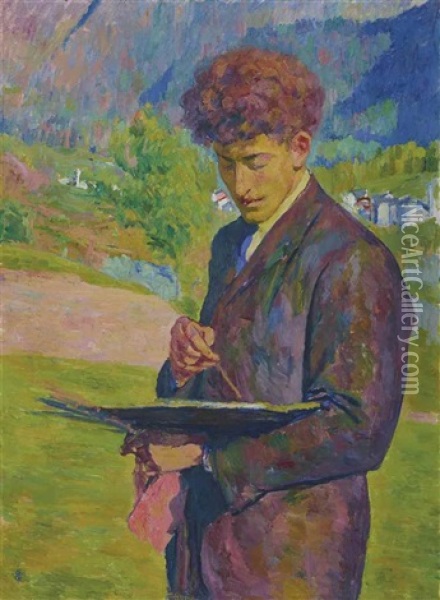 Il Pittore (alberto Giacometti) Oil Painting - Giovanni Giacometti