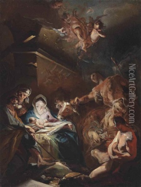 The Adoration Of The Shepherds Oil Painting - Carlo Innocenzo Carlone