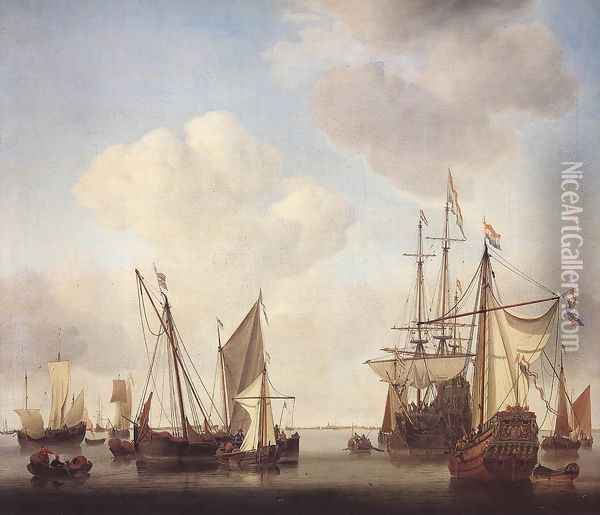 Warships at Amsterdam Oil Painting - Willem van de Velde the Younger