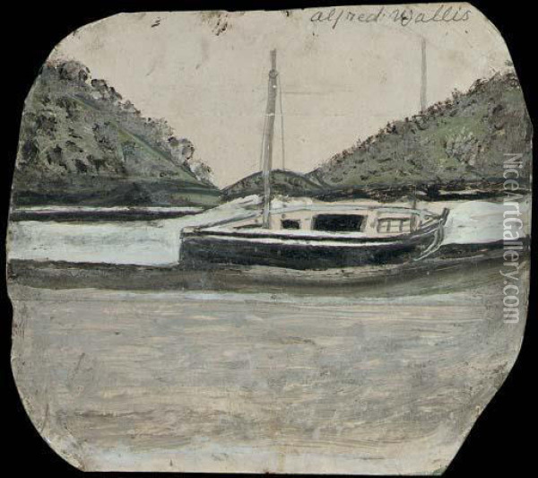 Sailing Boat Between Headlands Oil Painting - Alfred Wallis